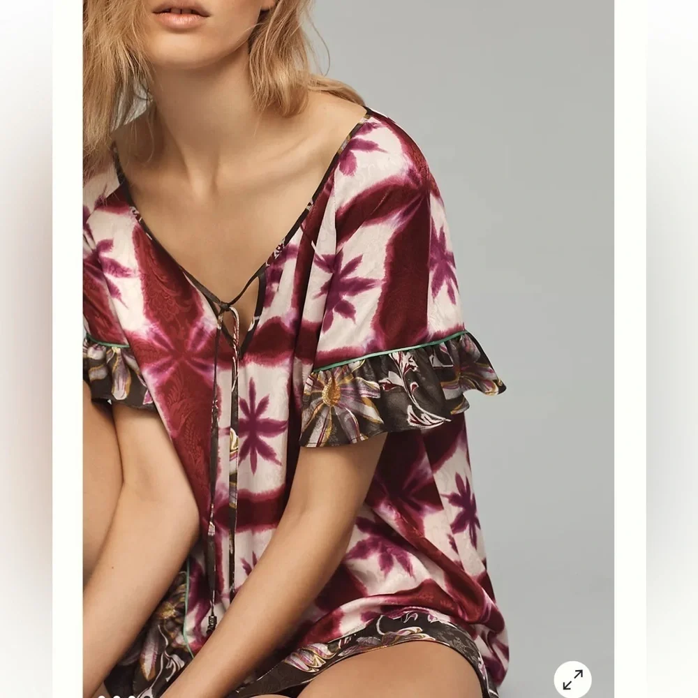 Anthropologie Eloise Shibori Blooms Chemise Small